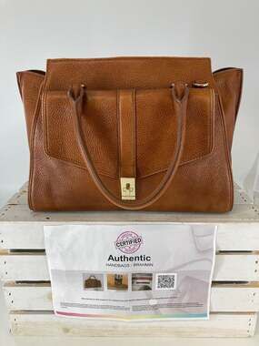 BRAHMIN, LARGE BROWN PEBBLED LEATHER HANDBAG